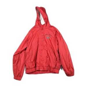 Acadia Marthas Vineyard USA Windbreaker Jacket Red Hooded Mens Medium Vintage